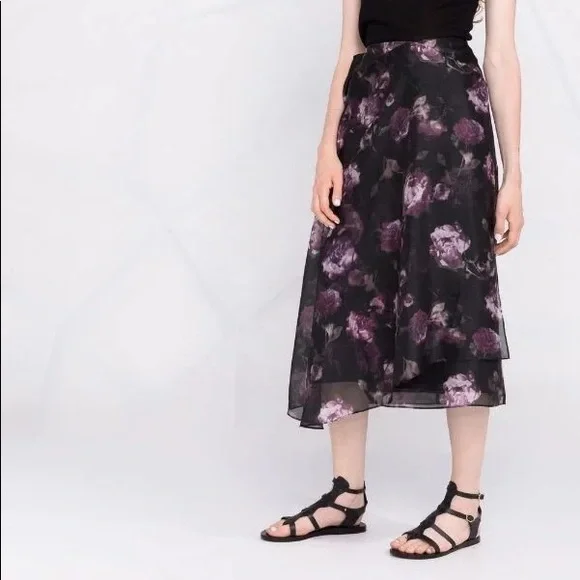 Vince Night Garden Handkerchief Drape Skirt - Picture 2 of 16